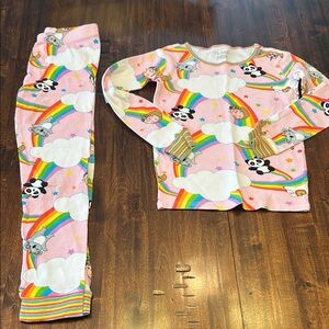 The Place Girls Pink Pajamas with Rainbow and Animal Print